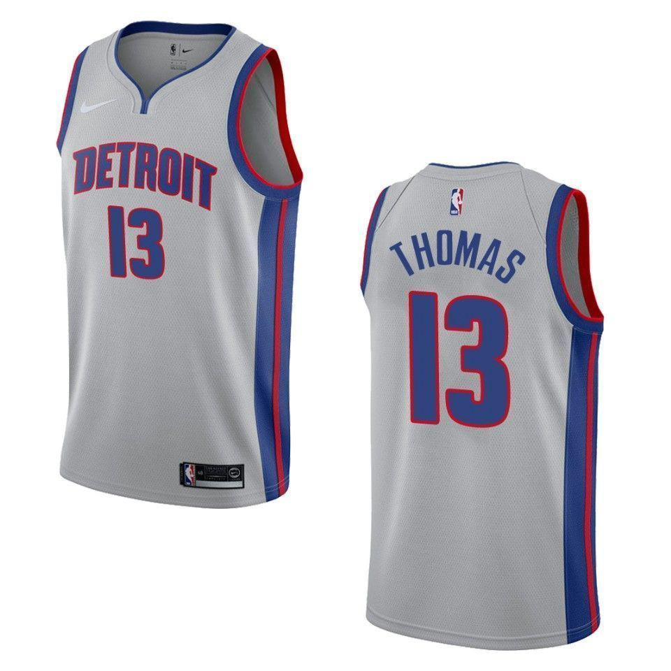 Men's Detroit Pistons 13 Khyri Thomas Statement Swingman Jersey - Gray