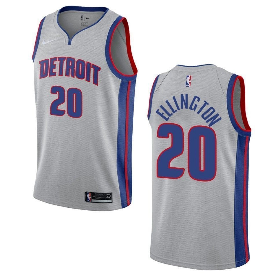 Men's Detroit Pistons 20 Wayne Ellington Statement Swingman Jersey - Gray