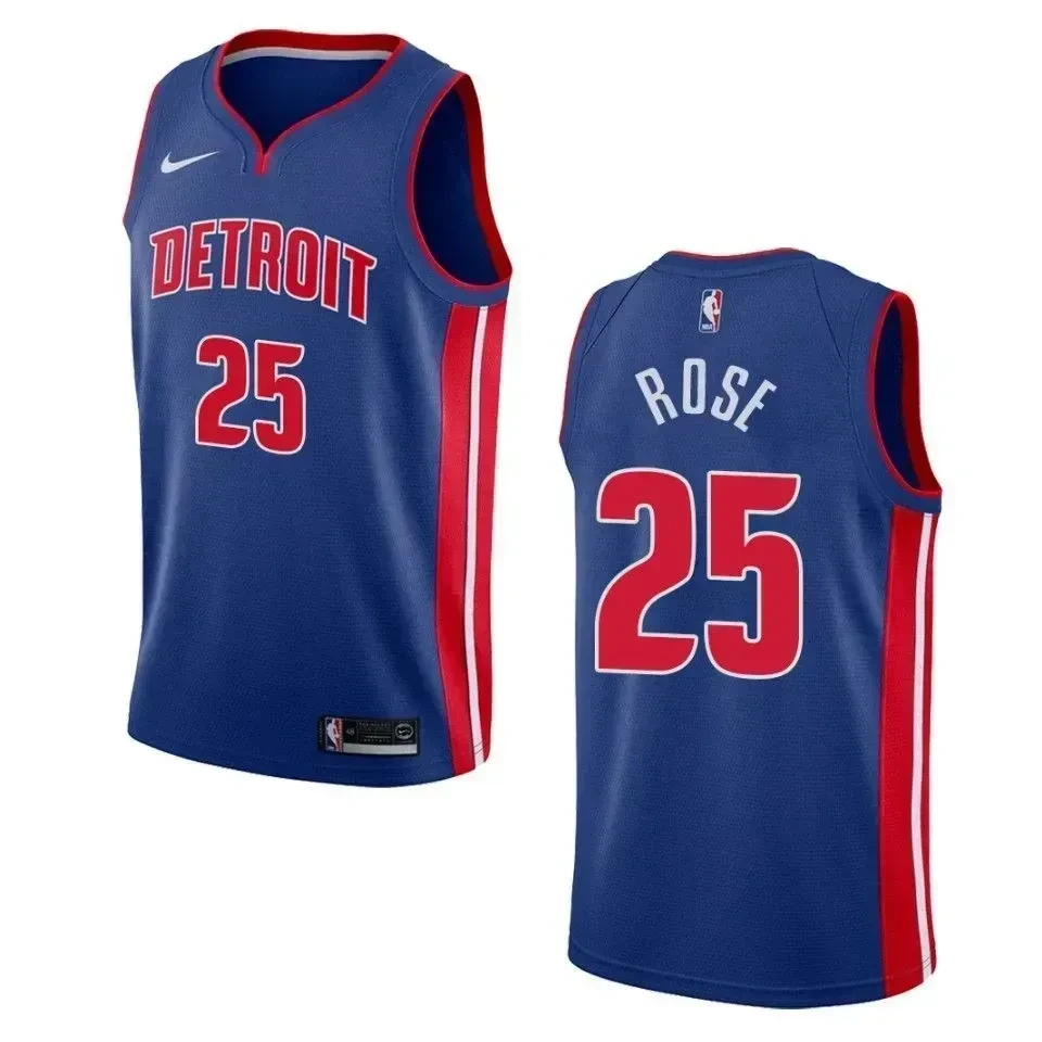 Men's Detroit Pistons 25 Derrick Rose Icon Swingman Jersey - Blue