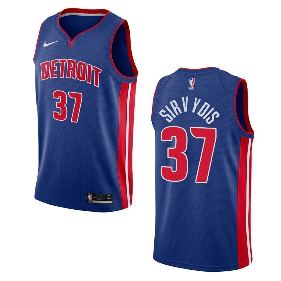 Men's Detroit Pistons 37 Deividas Sirvydis Icon Swingman Jersey - Blue