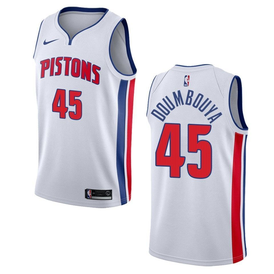 Men's Detroit Pistons 45 Sekou Doumbouya Association Swingman Jersey - White