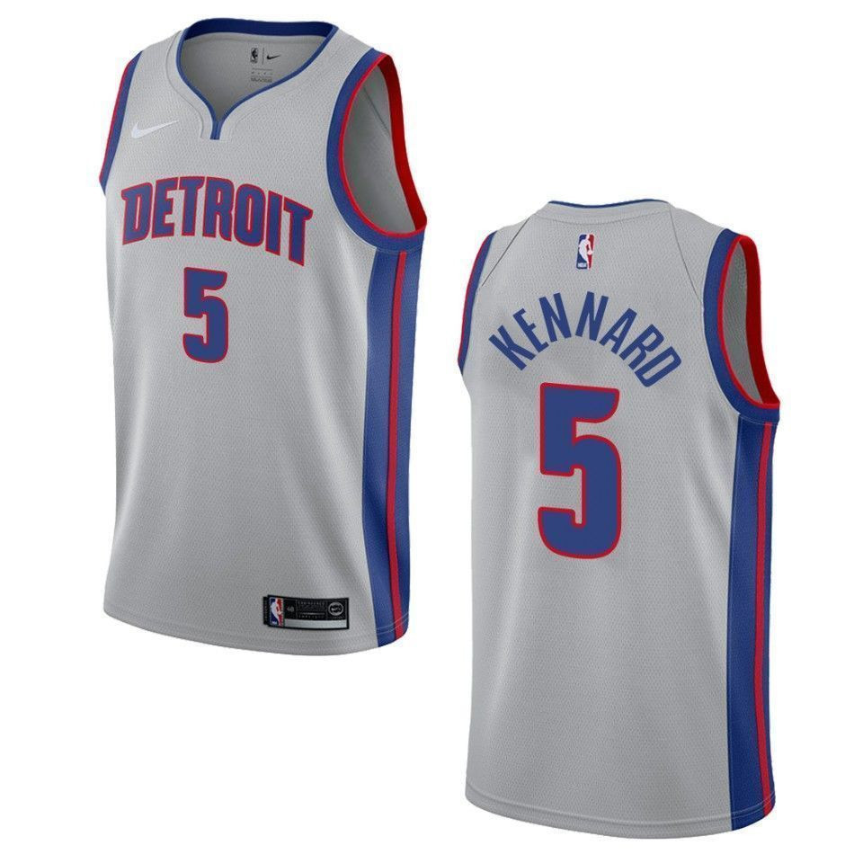 Men's Detroit Pistons 5 Luke Kennard Statement Swingman Jersey - Gray