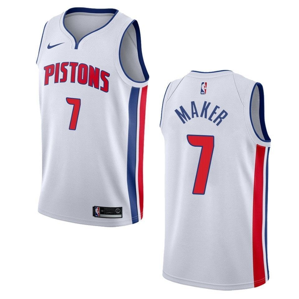 Men's Detroit Pistons 7 Thon Maker Association Swingman Jersey - White
