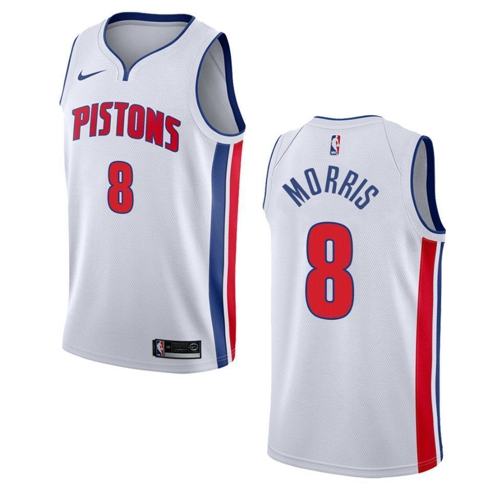 Men's Detroit Pistons 8 Markieff Morris Association Swingman Jersey - White