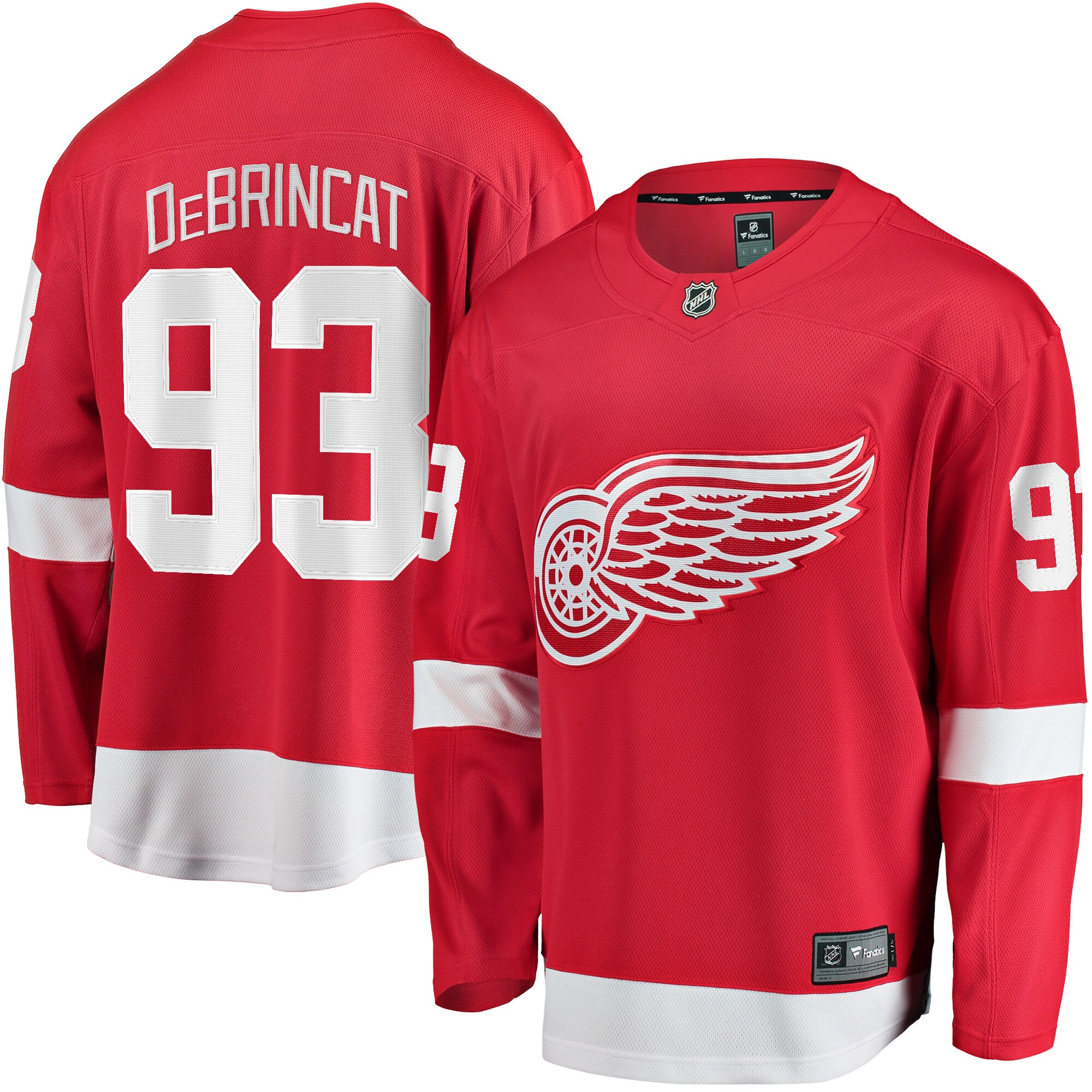 Men's Detroit Red Wings Alex Debrincat Red Home Premier Breakaway Player Jersey