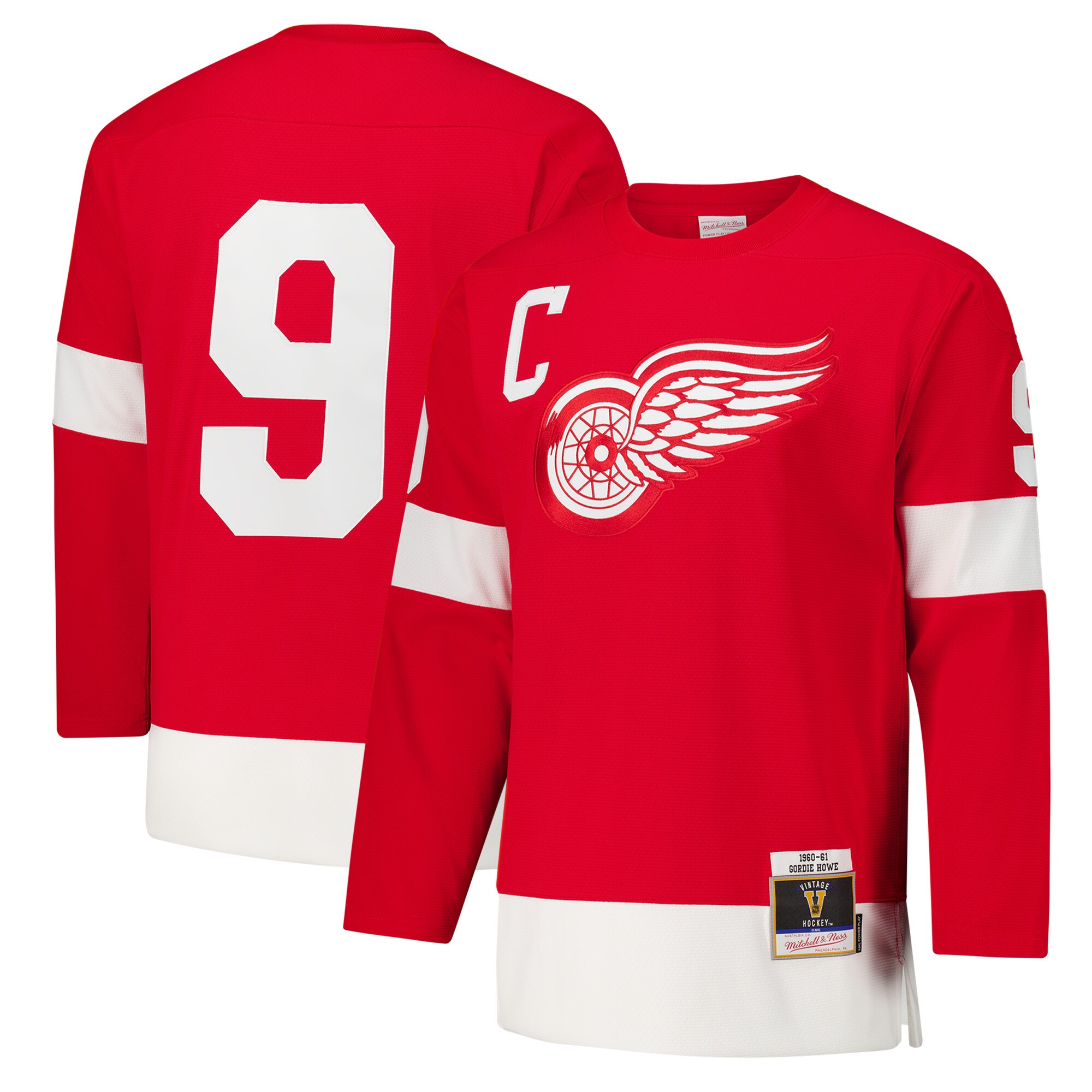 Men's Detroit Red Wings Gordie Howe Red 1960-61 Power Play Jersey
