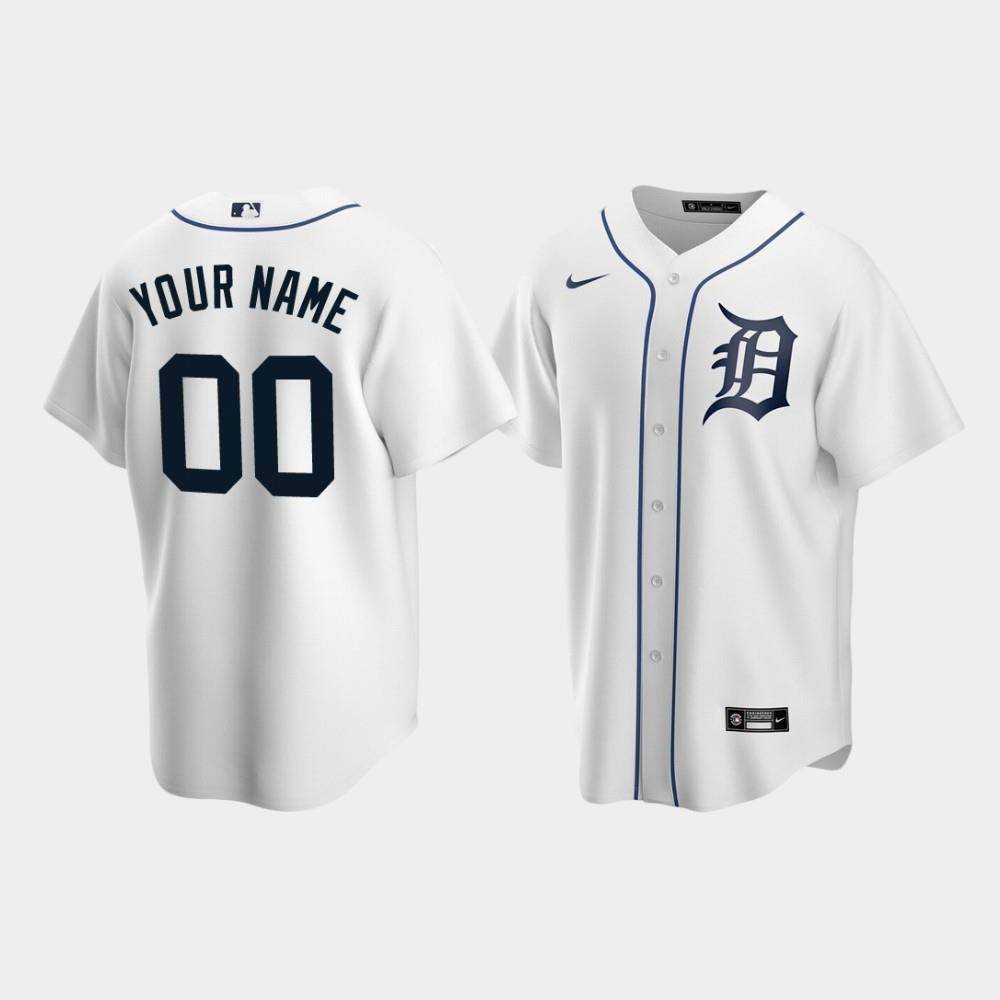 Men's Detroit Tigers 00 Custom White Home Jersey