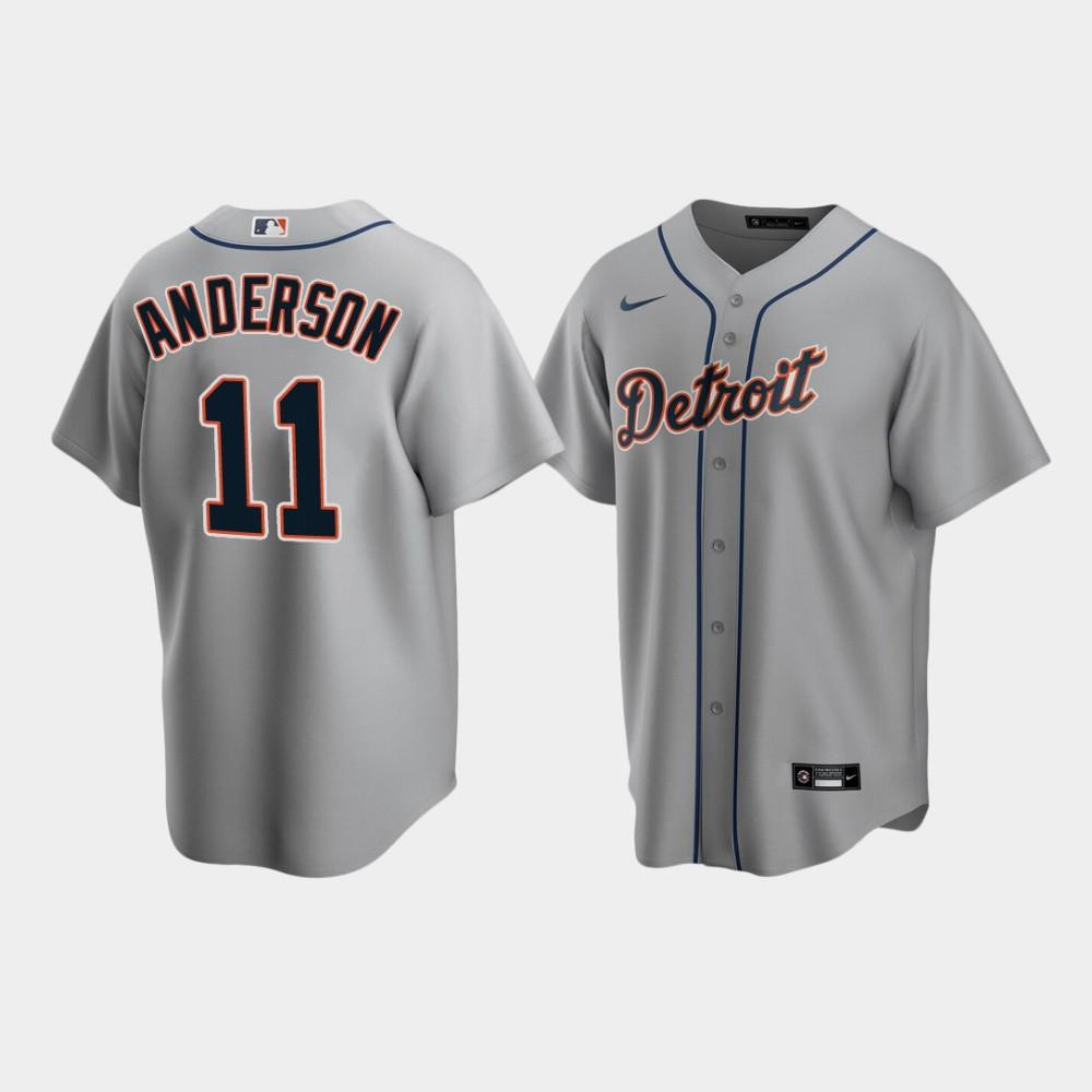 Men's Detroit Tigers 11 Sparky Anderson Gray Road Jersey