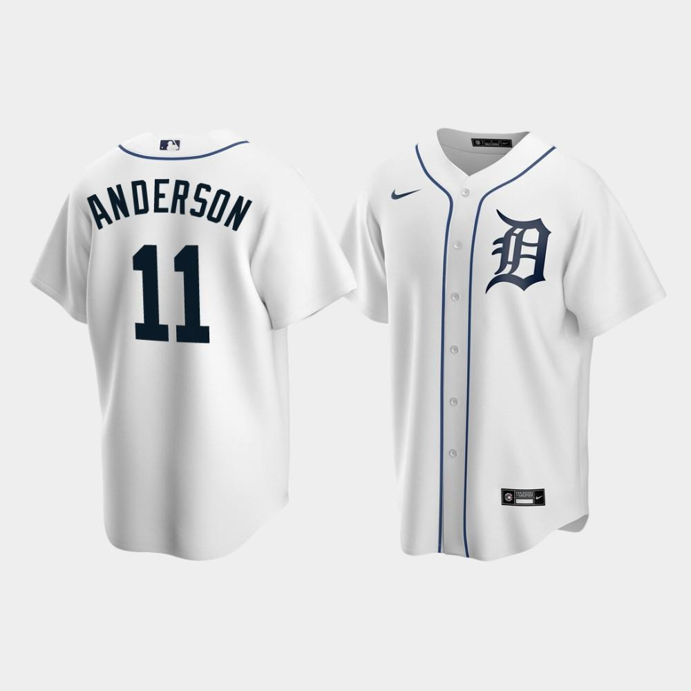 Men's Detroit Tigers 11 Sparky Anderson White Home Jersey