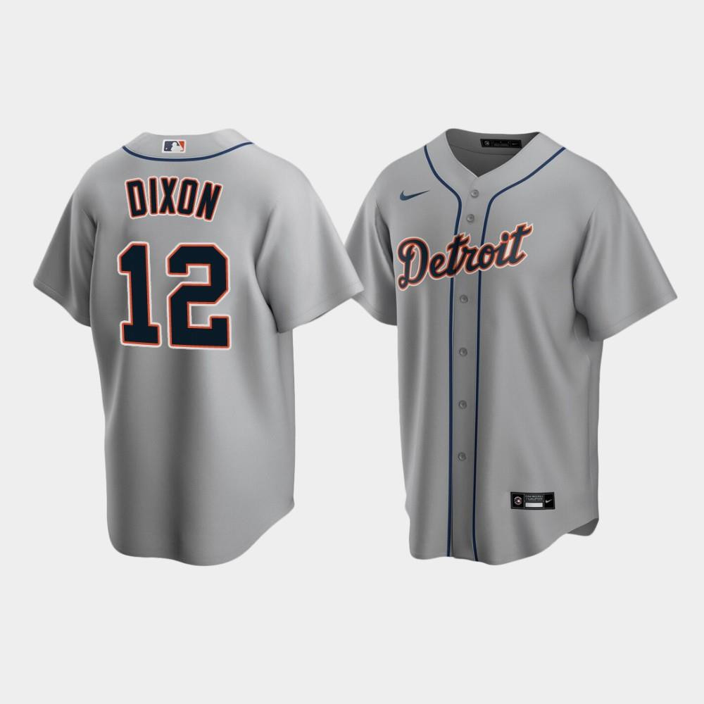 Men's Detroit Tigers 12 Brandon Dixon Gray Road Jersey