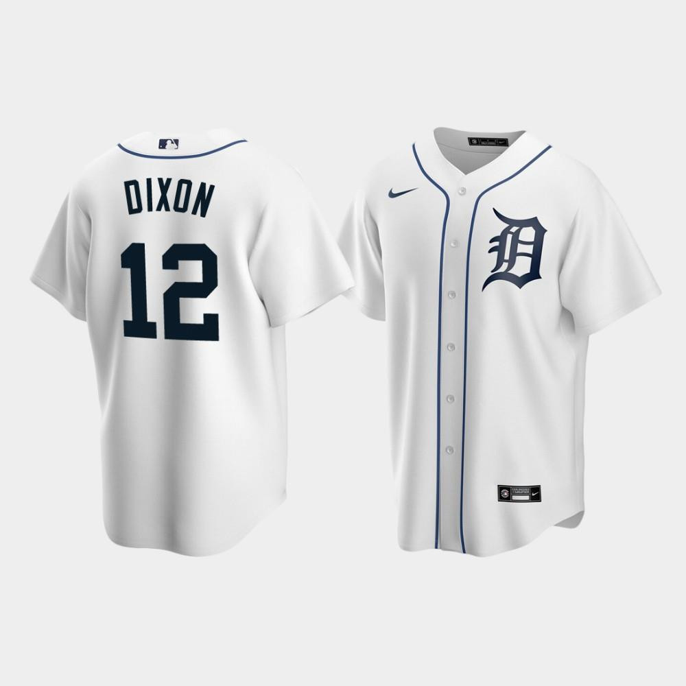 Men's Detroit Tigers 12 Brandon Dixon White Home Jersey