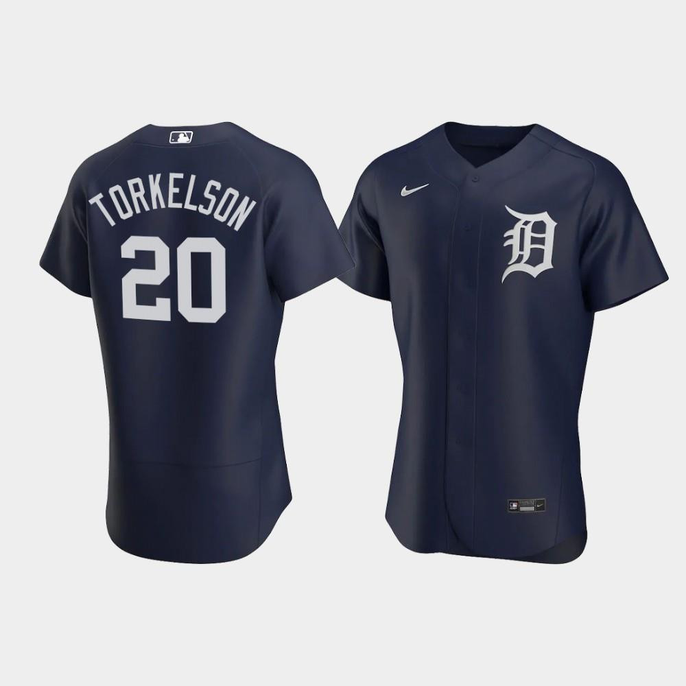 Men's Detroit Tigers 20 Spencer Torkelson Navy Alternate Jersey