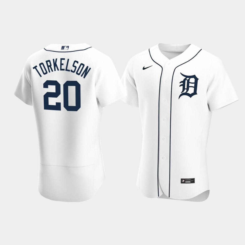 Men's Detroit Tigers 20 Spencer Torkelson White Home Jersey