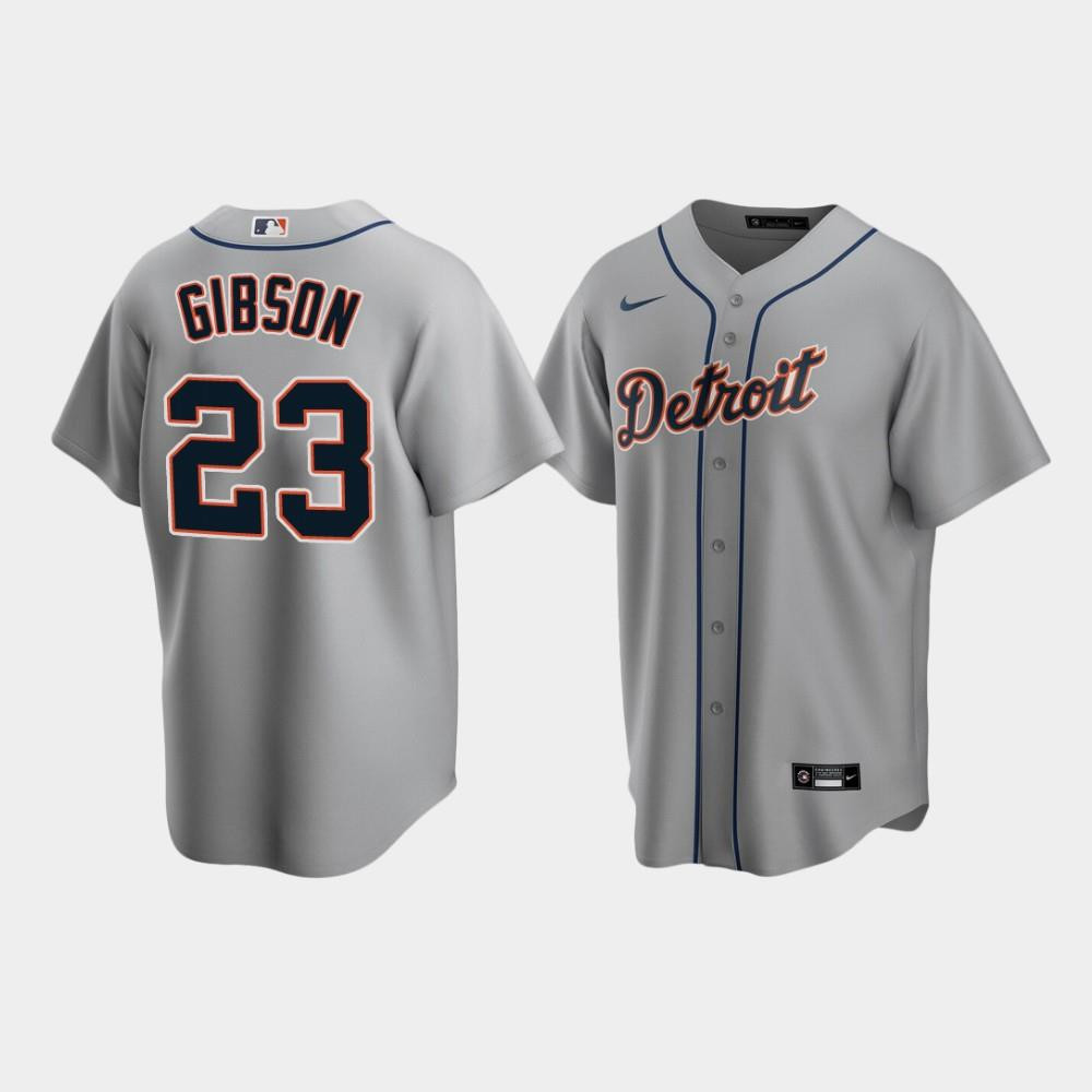 Men's Detroit Tigers 23 Kirk Gibson Gray Road Jersey