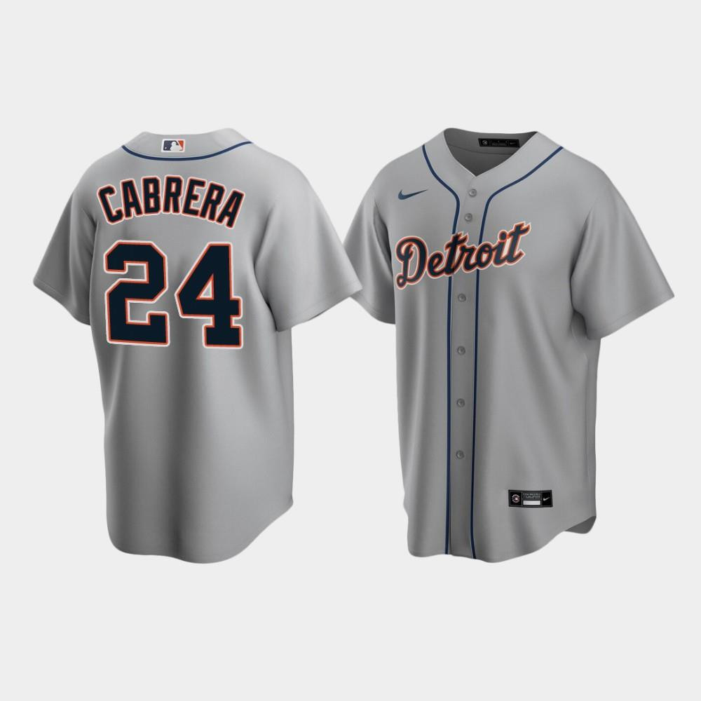 Men's Detroit Tigers 24 Miguel Cabrera Gray Road Jersey