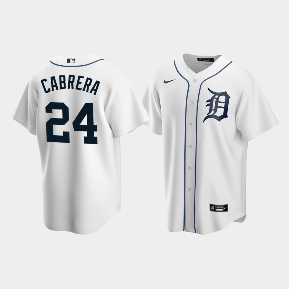 Men's Detroit Tigers 24 Miguel Cabrera White Home Jersey