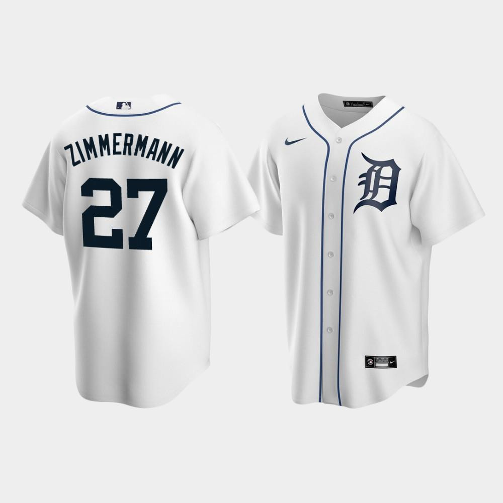 Men's Detroit Tigers 27 Jordan Zimmermann White Home Jersey