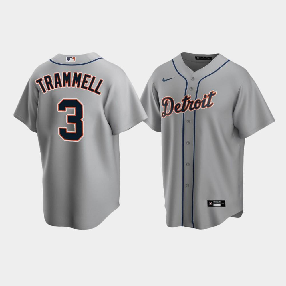 Men's Detroit Tigers 3 Alan Trammell Gray Road Jersey
