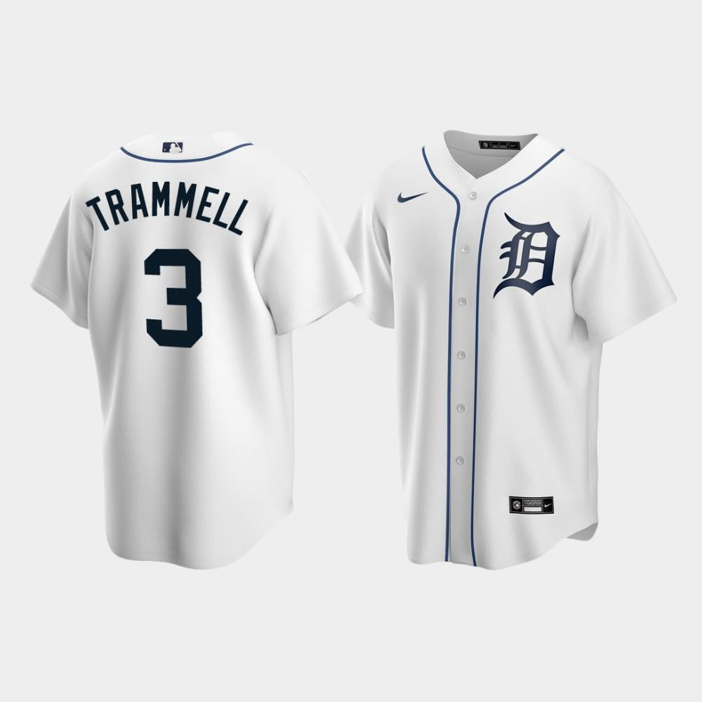 Men's Detroit Tigers 3 Alan Trammell White Home Jersey