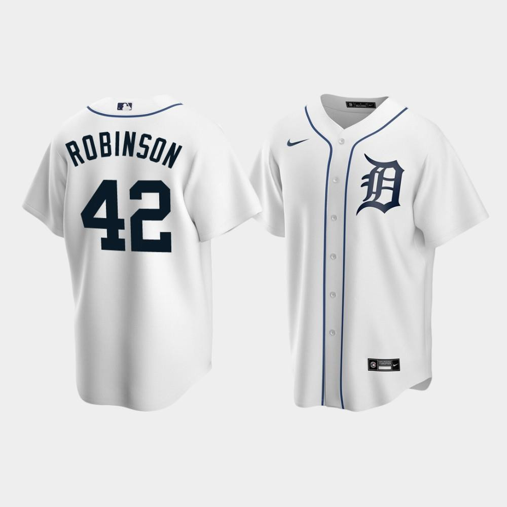 Men's Detroit Tigers 42 Jackie Robinson White Home Jersey
