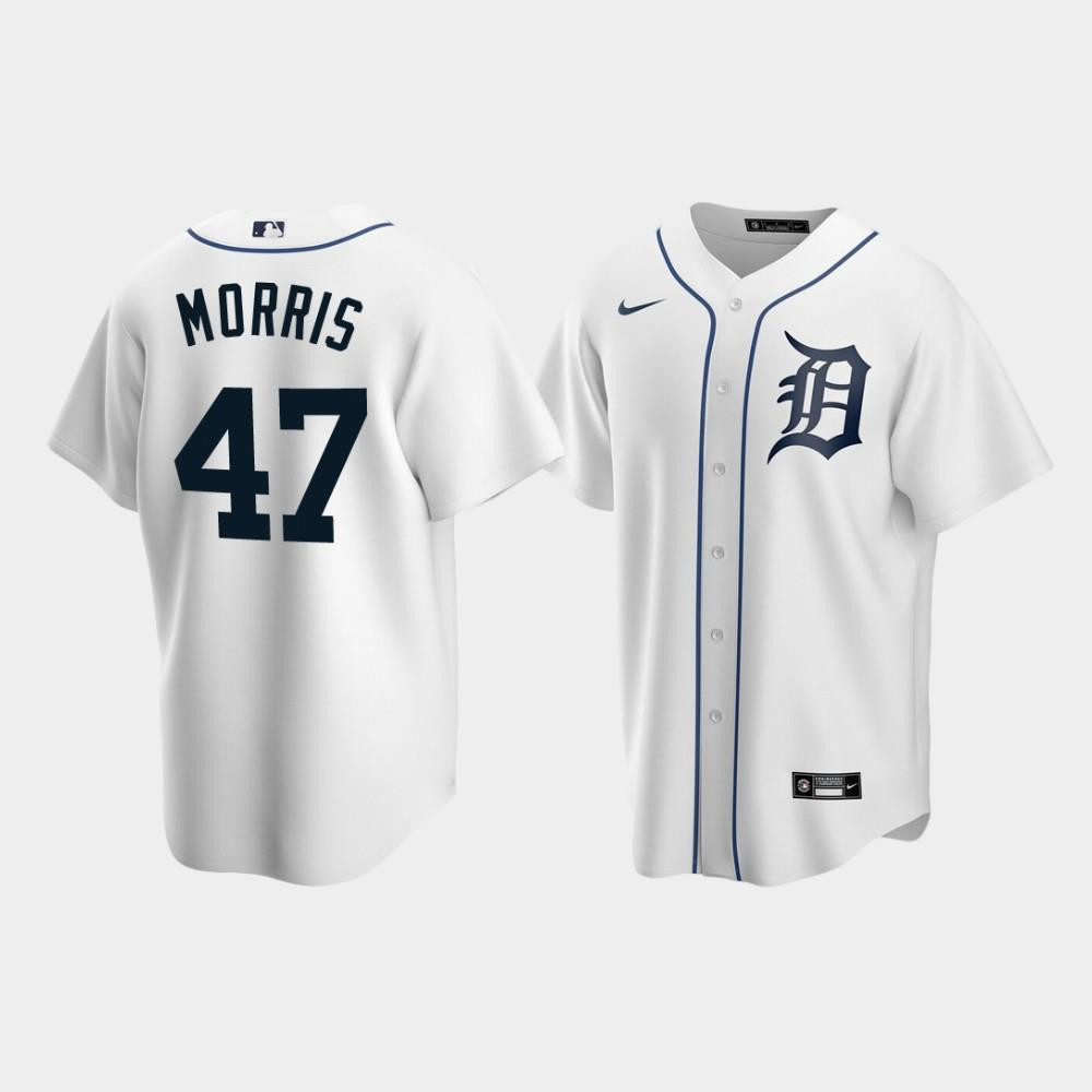 Men's Detroit Tigers 47 Jack Morris White Home Jersey