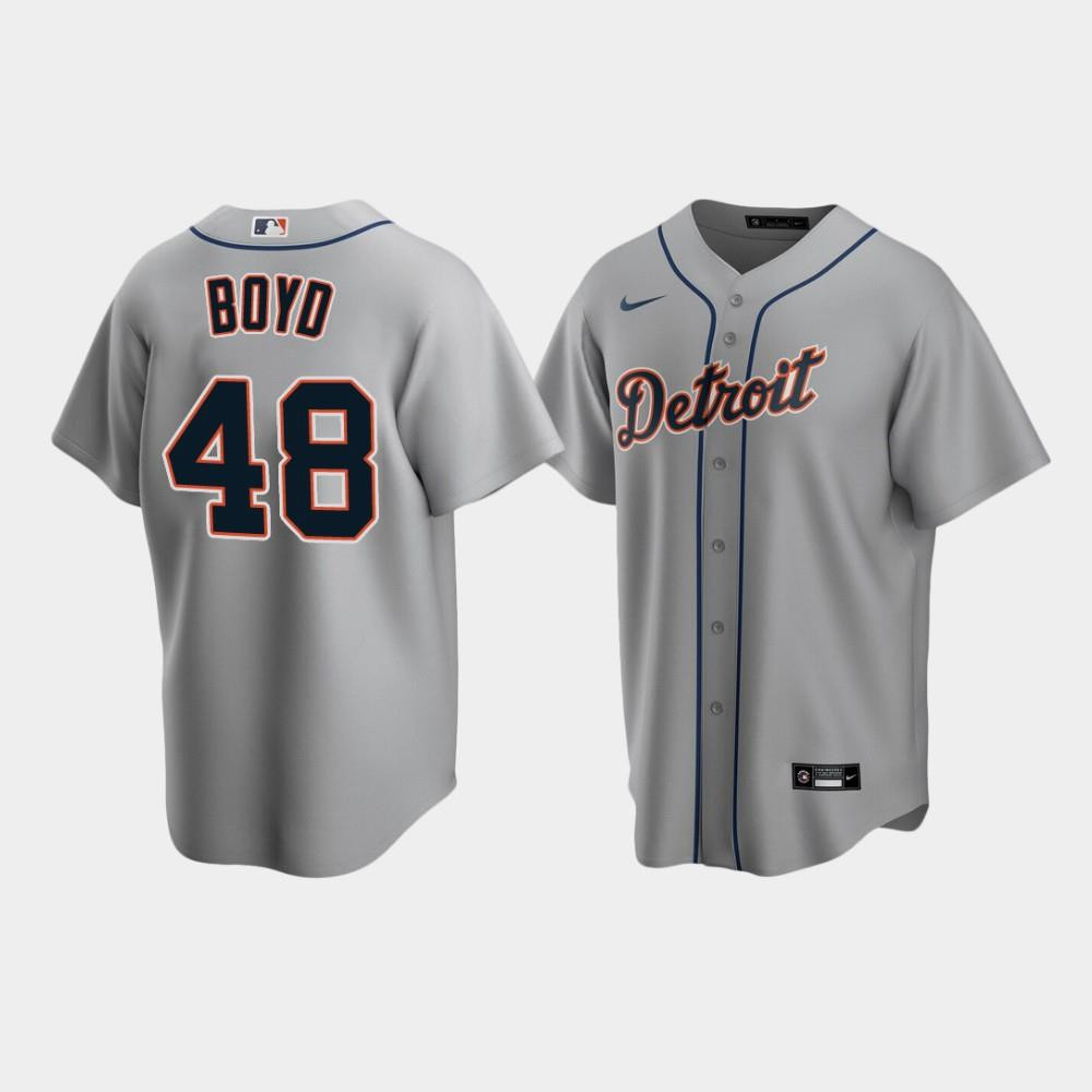 Men's Detroit Tigers 48 Matthew Boyd Gray Road Jersey