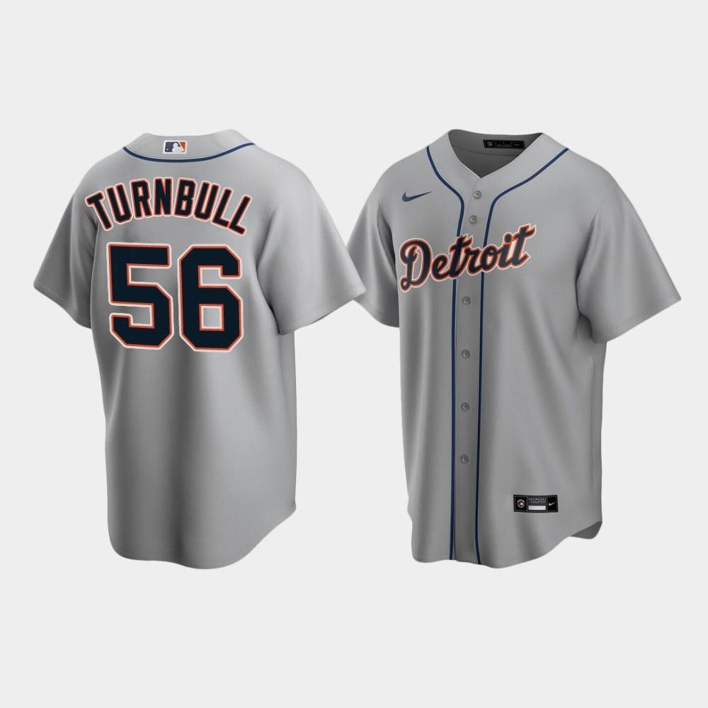 Men's Detroit Tigers 56 Spencer Turnbull Gray Road Jersey