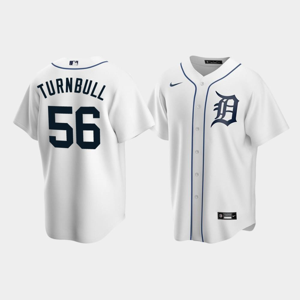 Men's Detroit Tigers 56 Spencer Turnbull White Home Jersey