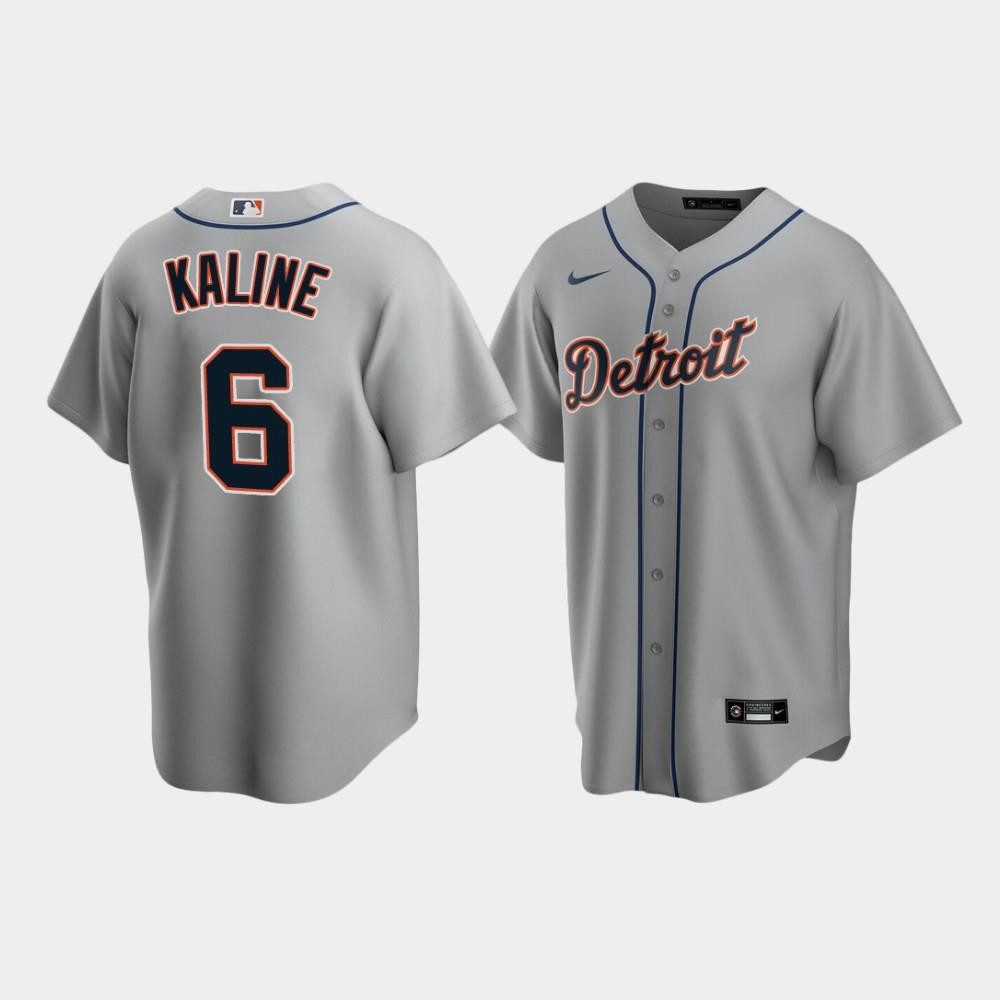 Men's Detroit Tigers 6 Al Kaline Gray Road Jersey