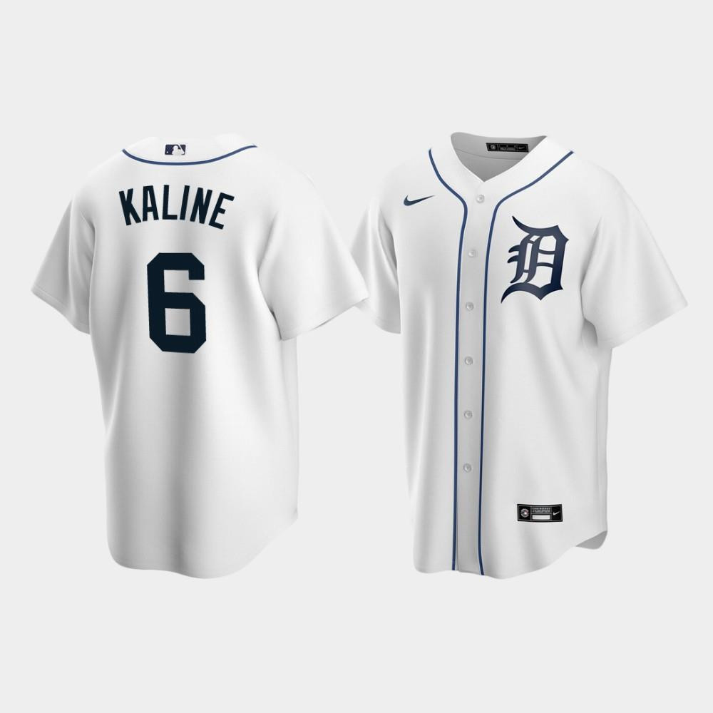 Men's Detroit Tigers 6 Al Kaline White Home Jersey
