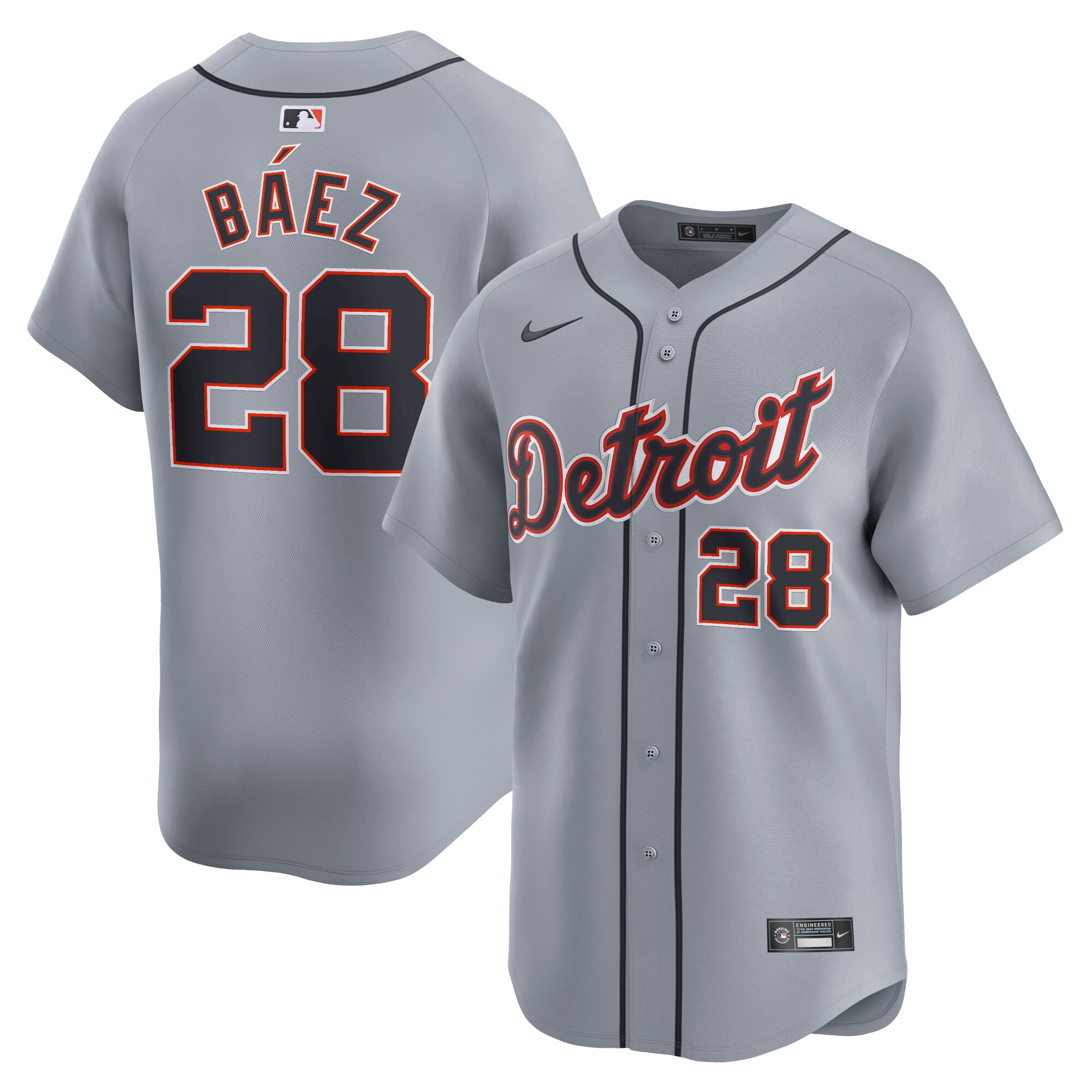 Men's Detroit Tigers Javier Baez Gray Road Limited Player Jersey