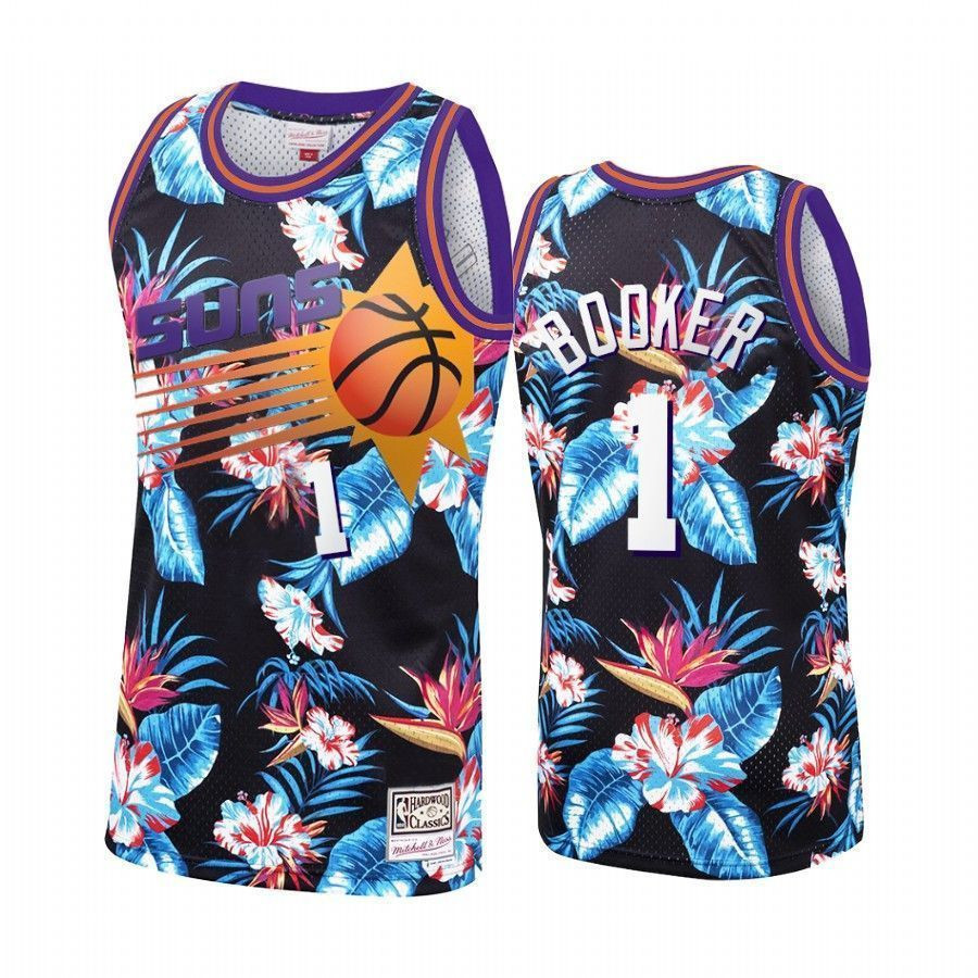 Men's Devin Booker 1 Phoenix Suns Black Floral Fashion Jersey