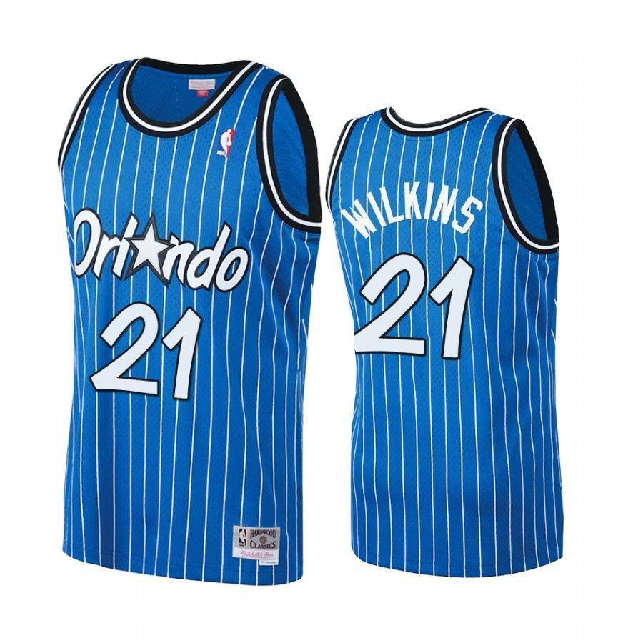 Men's Dominique Wilkins 21 Orlando Magic Royal Hardwood Classics Jersey
