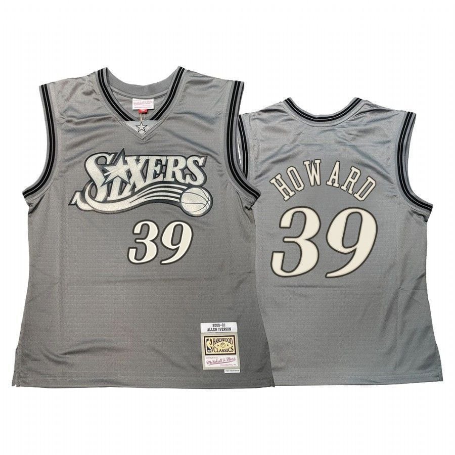Men's Dwight Howard 39 Philadelphia 76ers Hardwood Classics Jersey Gray