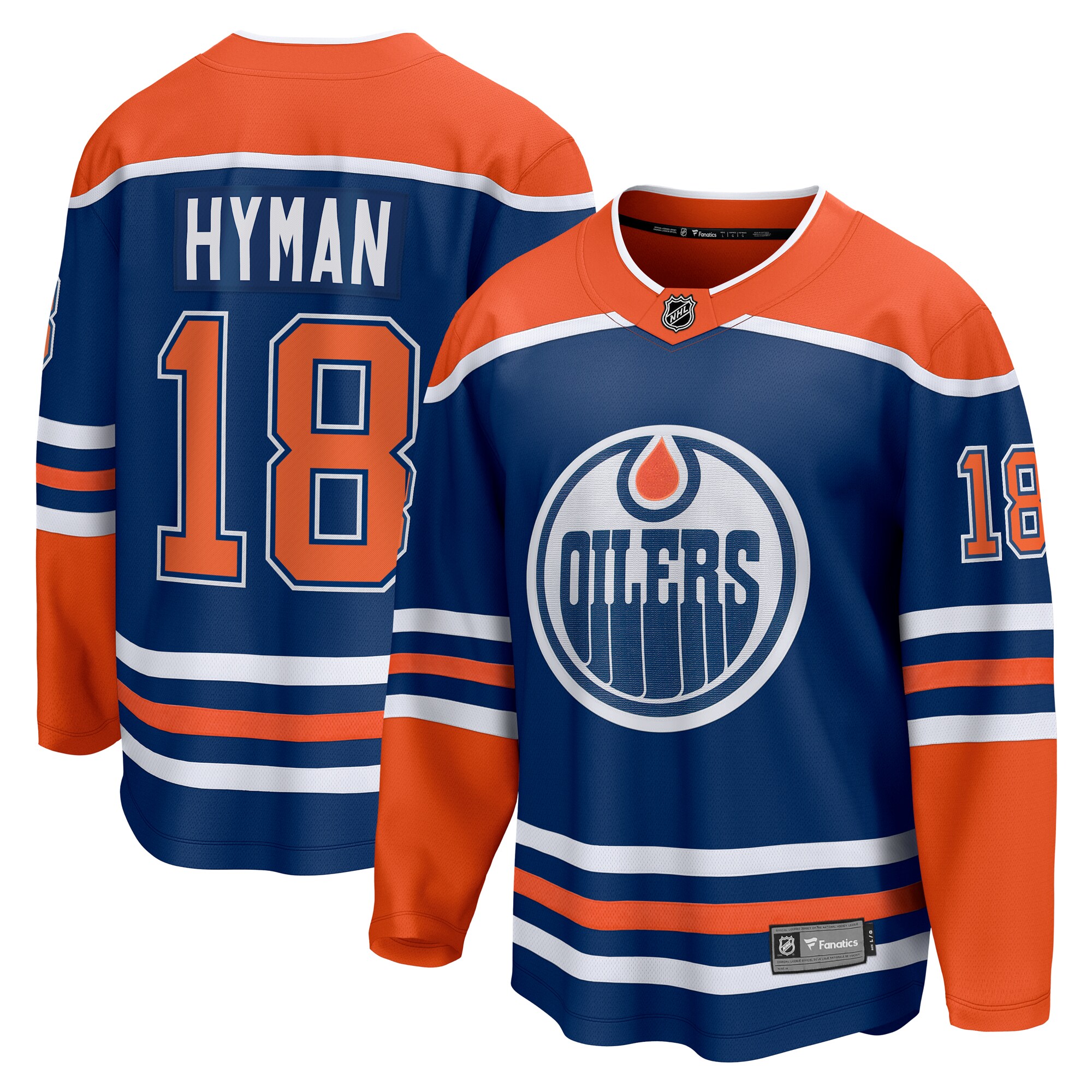 Men's Edmonton Oilers Zach Hyman Royal Home Breakaway Player Jersey