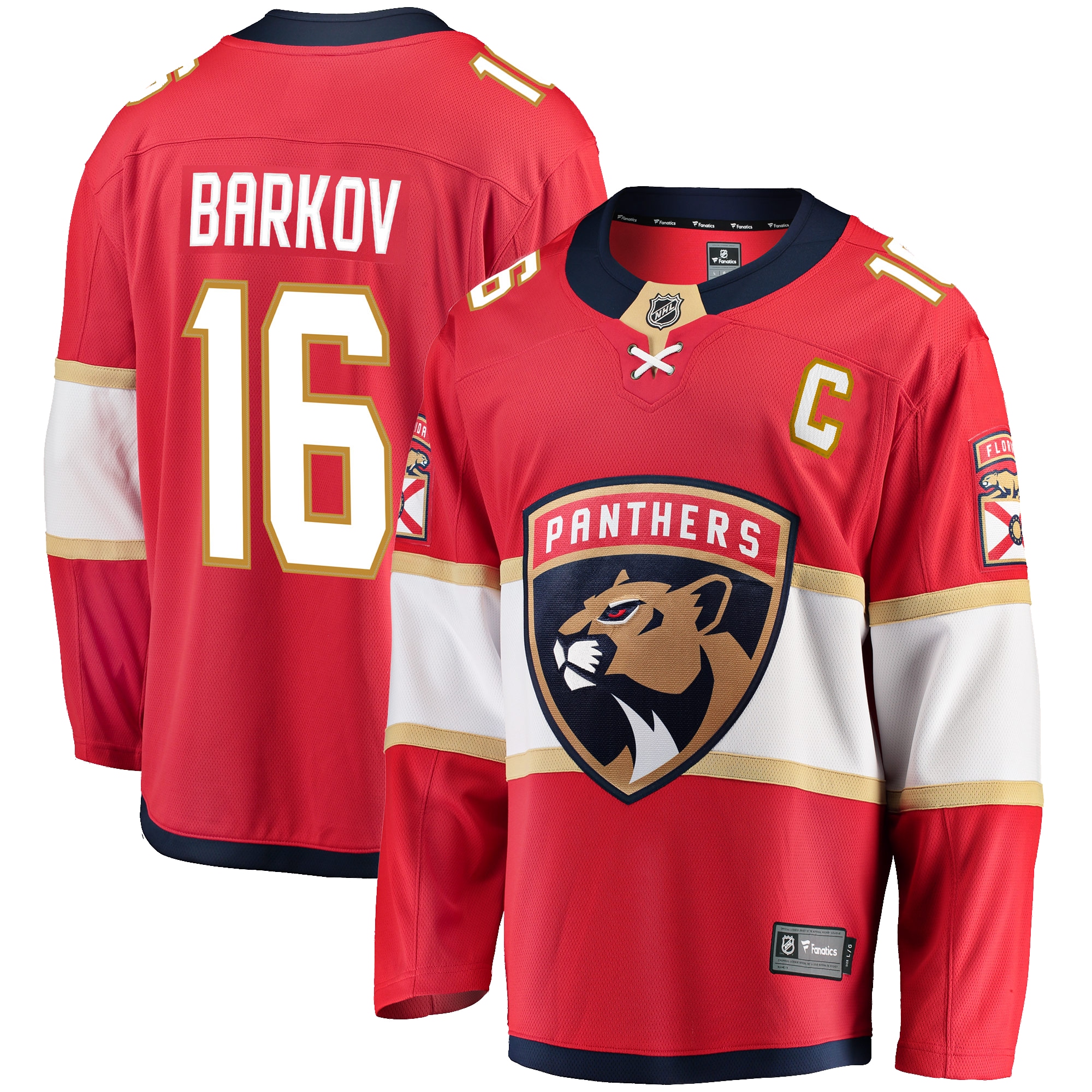 Men's Florida Panthers Aleksander Barkov Red Captain Patch Home Breakaway Jersey