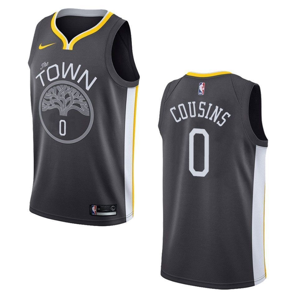 Men's Golden State Warriors 0 Demarcus Cousins Statement Swingman Jersey - Black