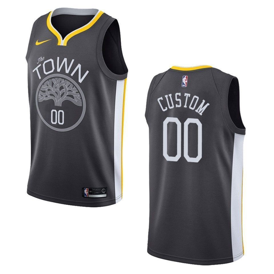 Men's Golden State Warriors 00 Custom Statement Swingman Jersey - Black