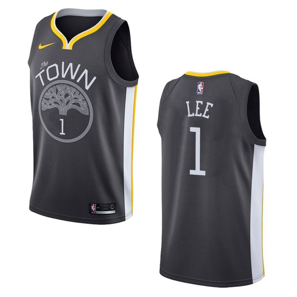 Men's Golden State Warriors 1 Damion Lee Statement Swingman Jersey - Black