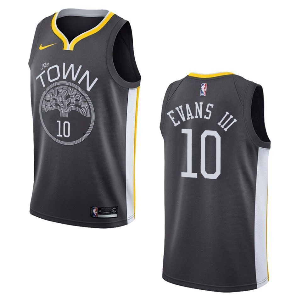Men's Golden State Warriors 10 Jacob Evans Iii Statement Swingman Jersey - Black