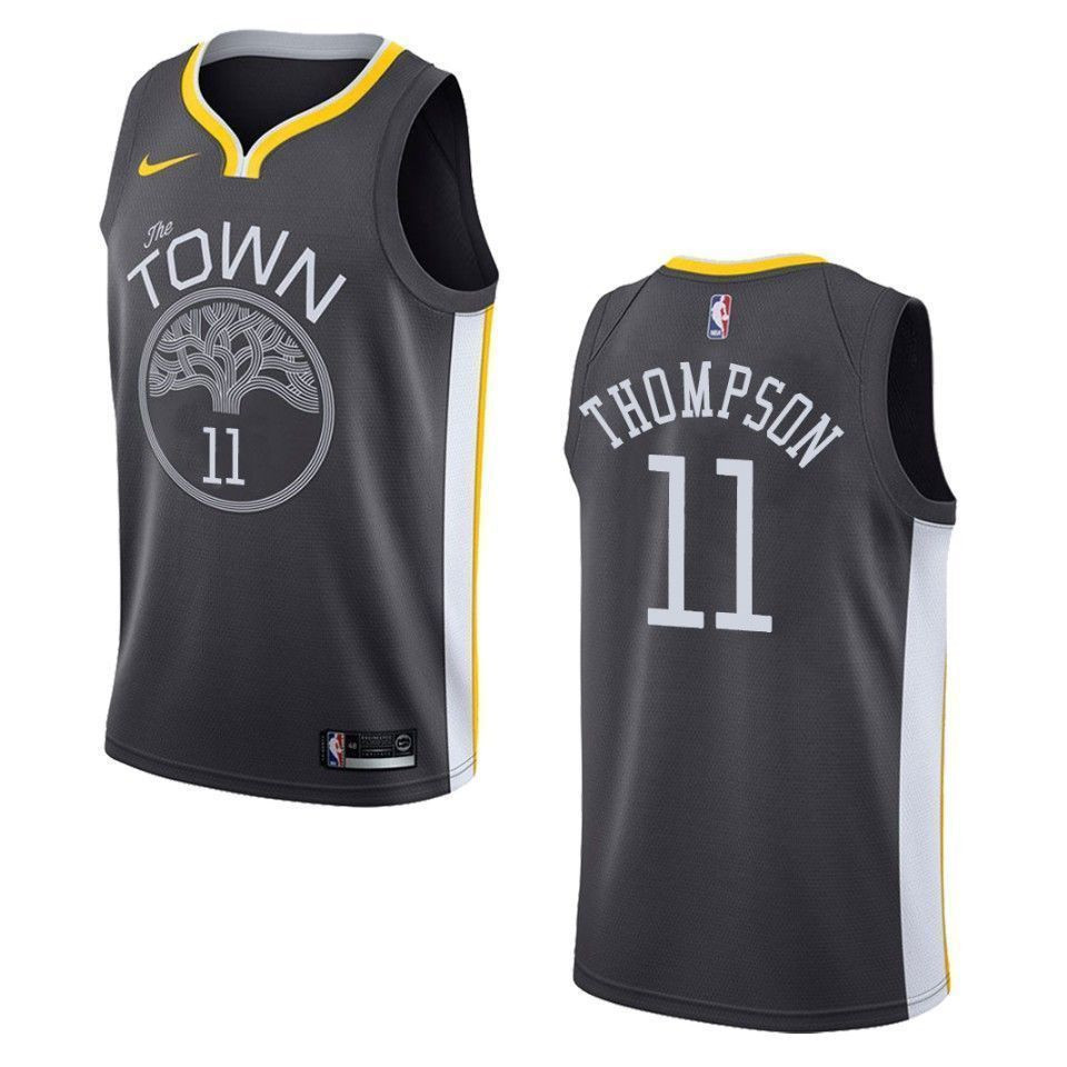 Men's Golden State Warriors 11 Klay Thompson Statement Swingman Jersey - Black