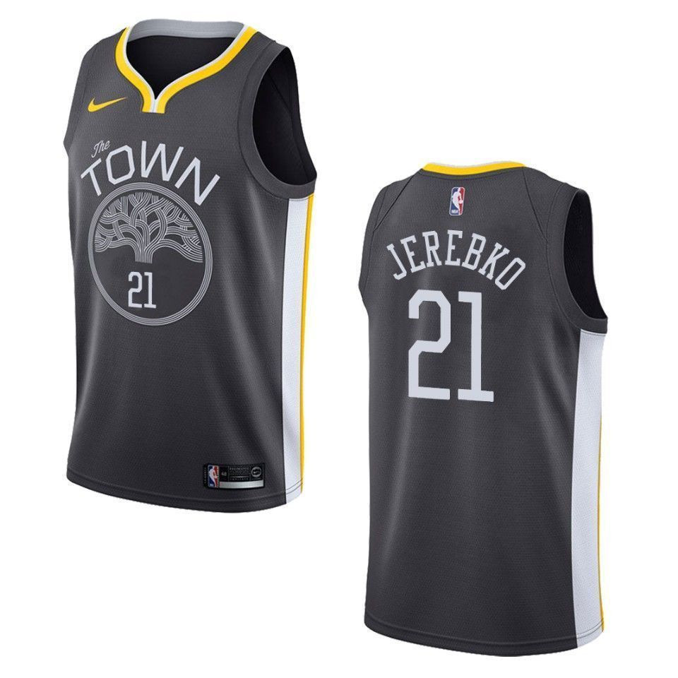 Men's Golden State Warriors 21 Jonas Jerebko Statement Swingman Jersey - Black