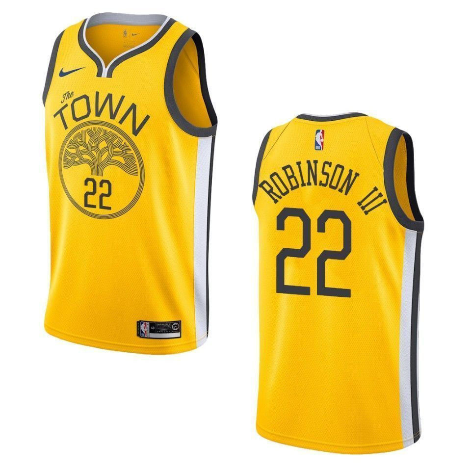 Men's Golden State Warriors 22 Glenn Robinson Iii Earned Swingman Jersey - Yellow