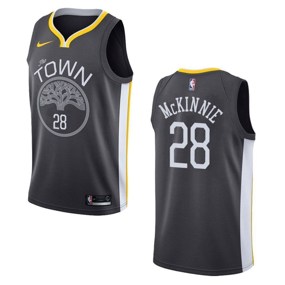 Men's Golden State Warriors 28 Alfonzo Mckinnie Statement Swingman Jersey - Black