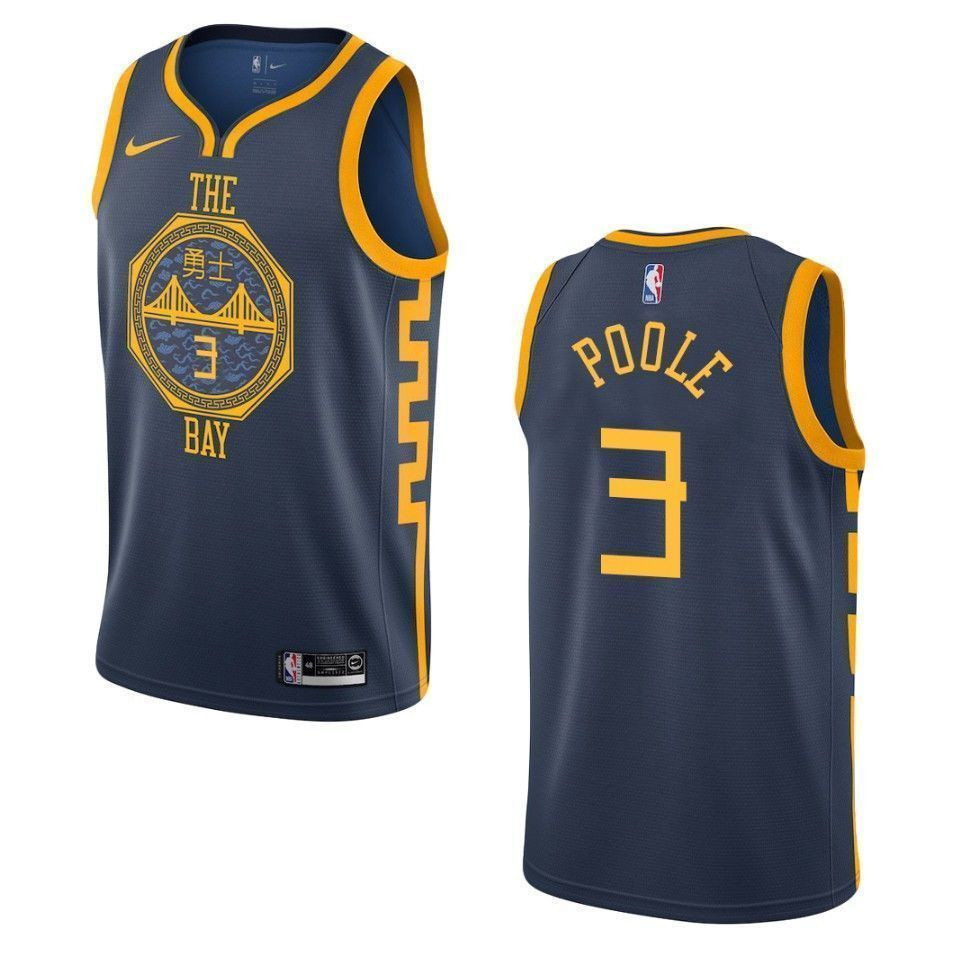 Men's Golden State Warriors 3 Jordan Poole City Swingman Jersey - Navy