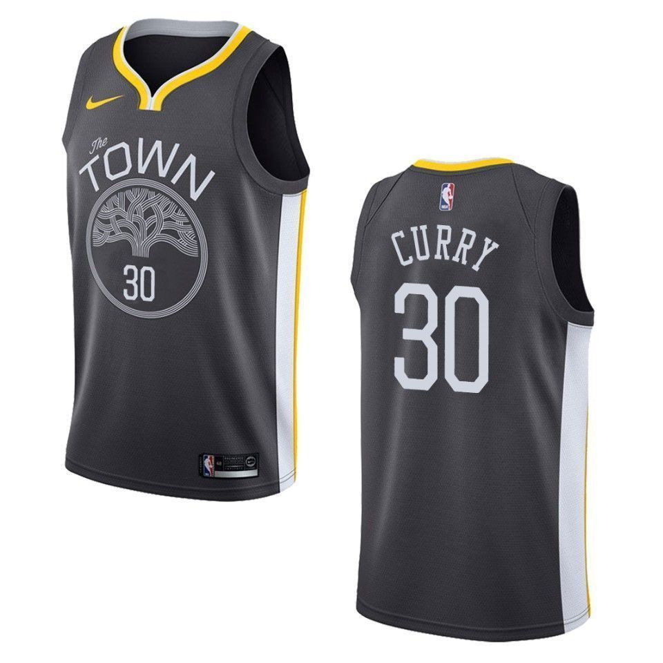 Men's Golden State Warriors 30 Stephen Curry Statement Swingman Jersey - Black