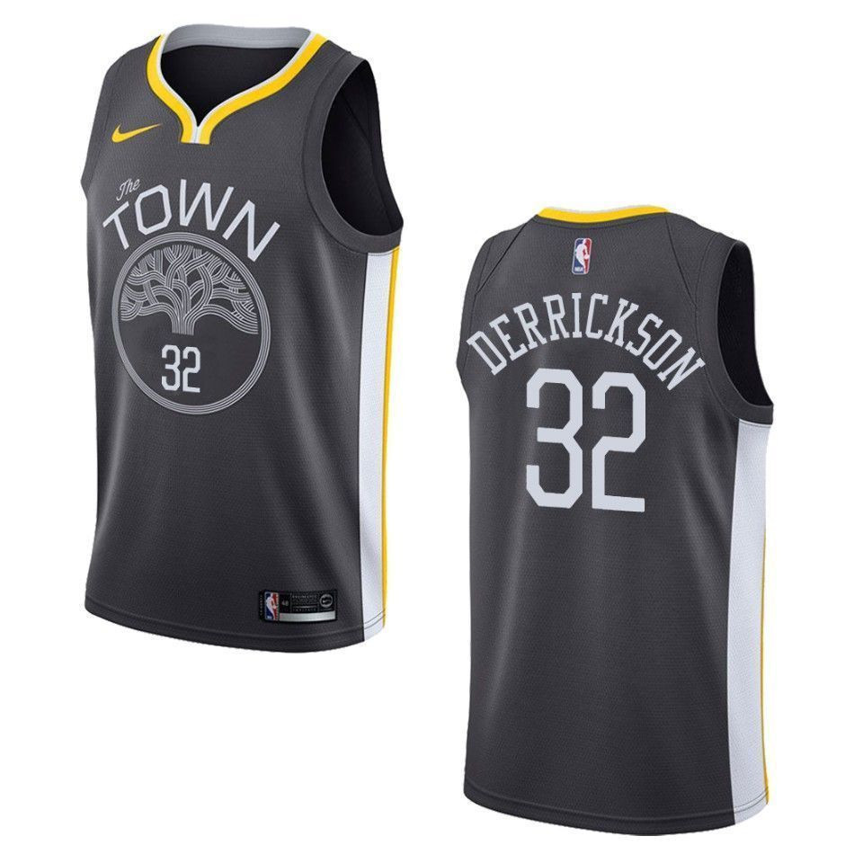 Men's Golden State Warriors 32 Marcus Derrickson Statement Swingman Jersey - Black