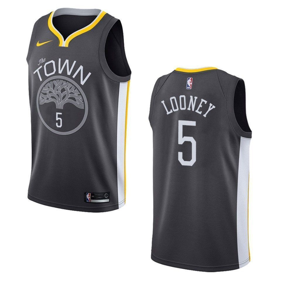 Men's Golden State Warriors 5 Kevon Looney Statement Swingman Jersey - Black