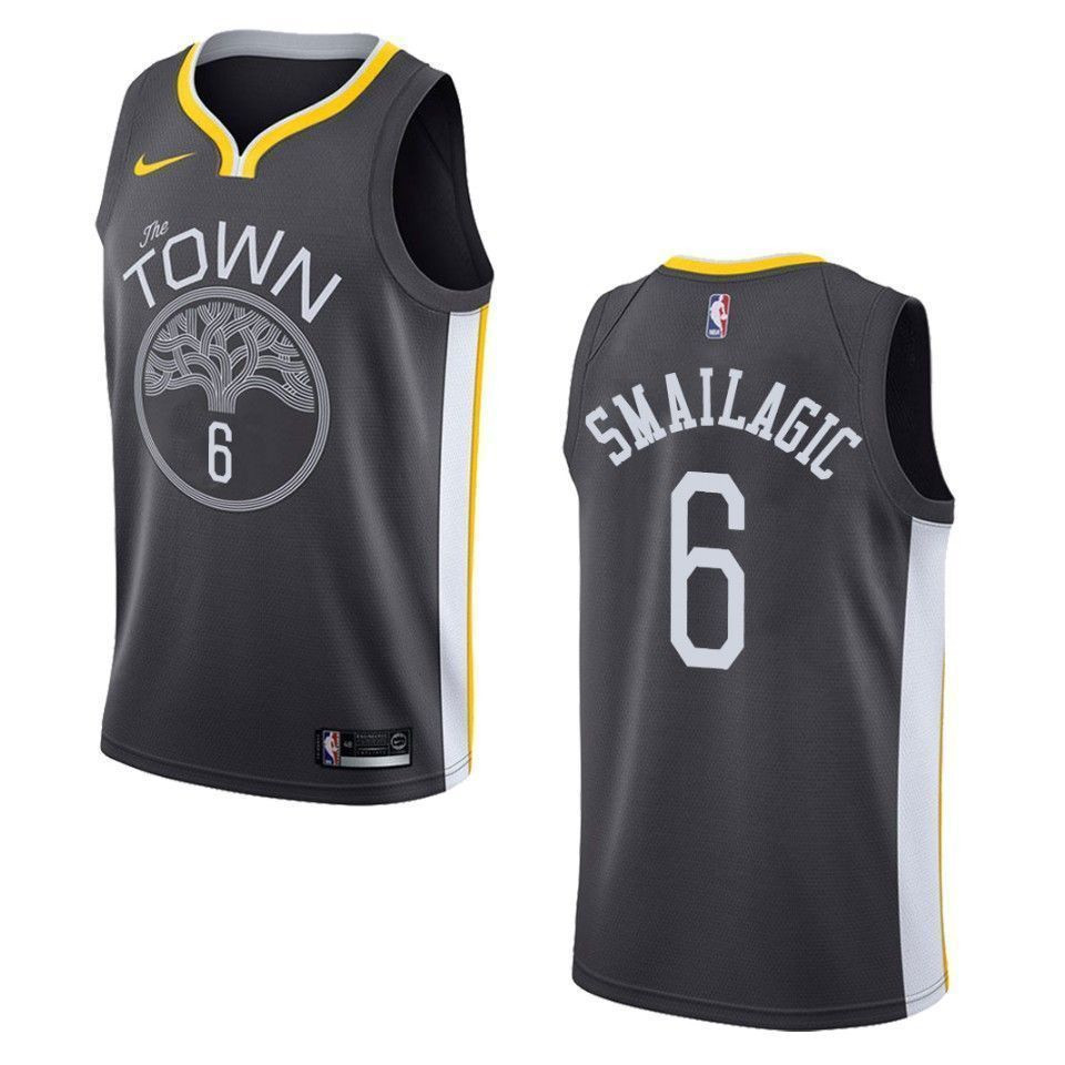 Men's Golden State Warriors 6 Alen Smailagic Statement Swingman Jersey - Black