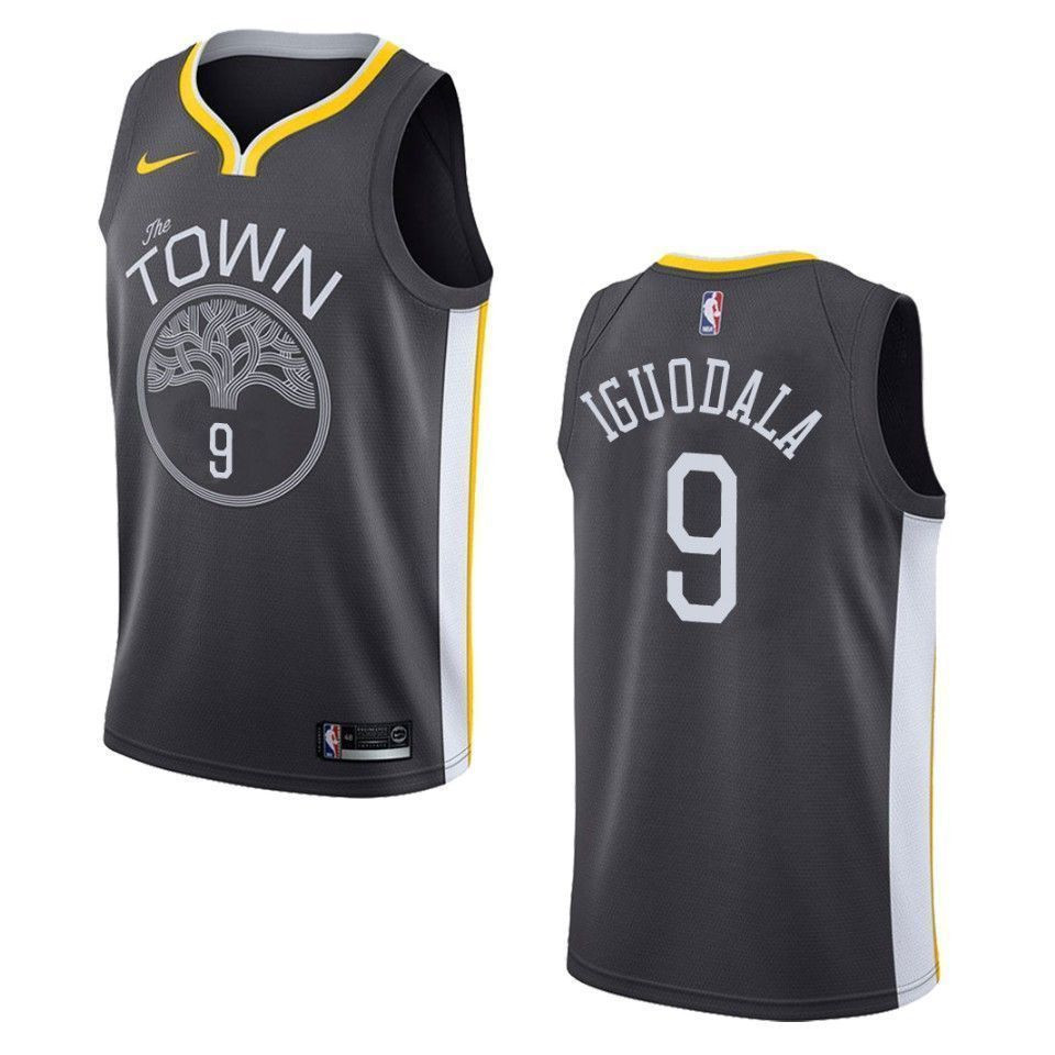 Men's Golden State Warriors 9 Andre Iguodala Statement Swingman Jersey - Black